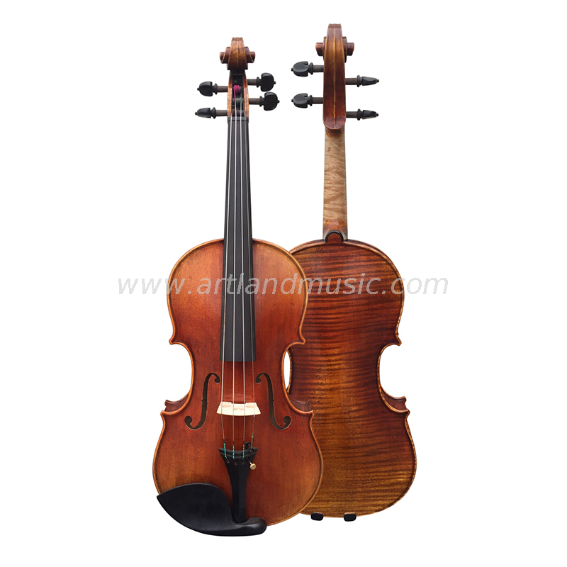 Violino fatto a mano in un unico pezzo con bella fiamma (AVA300S)