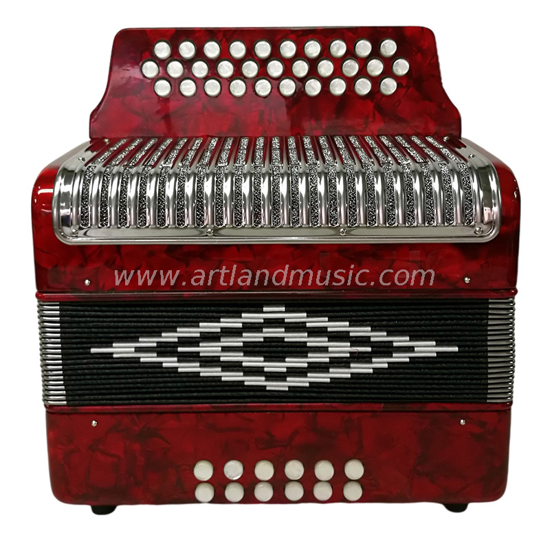 Fisarmonica diatonica 31 tasti 12 bassi rossa (BAT3112G) 6 metalli a sei colori