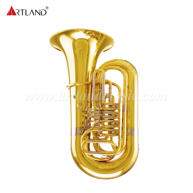 Tuba laccata dorata con quattro tasti piatti (ATB210)