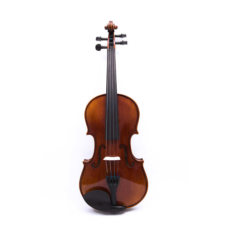 Violino da studente in abete rosso massiccio fiammato fatto a mano con custodia oblunga, archetto per violino e colofonia (MV130)