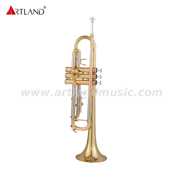 Tromba laccata dorata con tubo in piombo in ottone e diapositiva per l'accordatura in cupronichel (ATR3506T)
