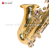 Sassofono soprano curvo laccato oro inciso a mano con chiave in nichel ASS3506D