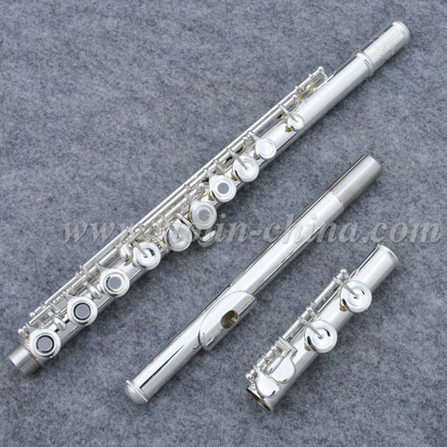 Flauto professionale in cupronichel importato placcato argento a 16 fori aperti (AFL6507)