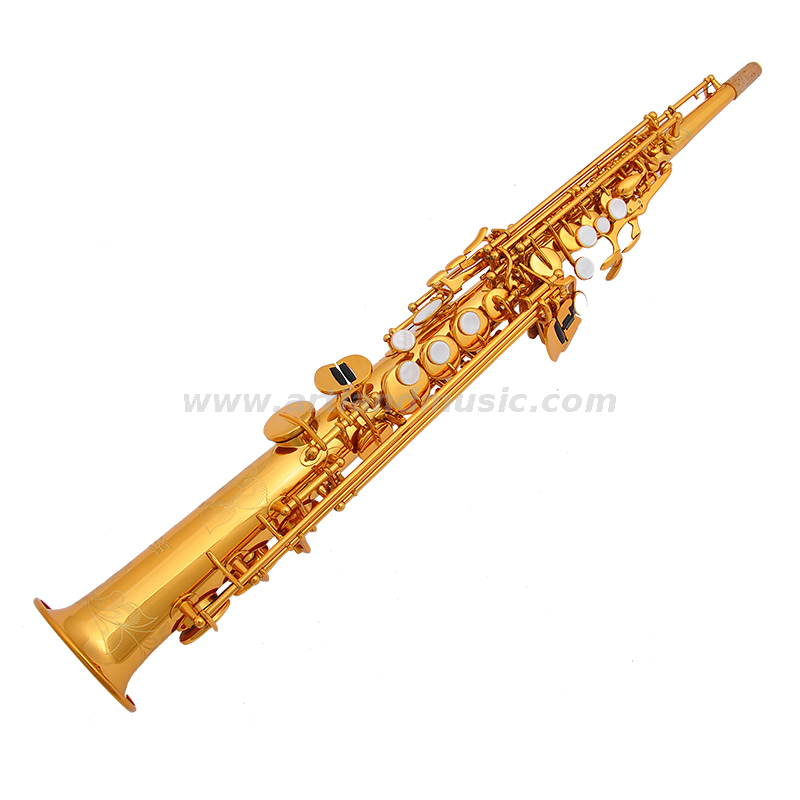 Sassofono soprano professionale con finitura laccata dorata chiave Sib (ASS8506)
