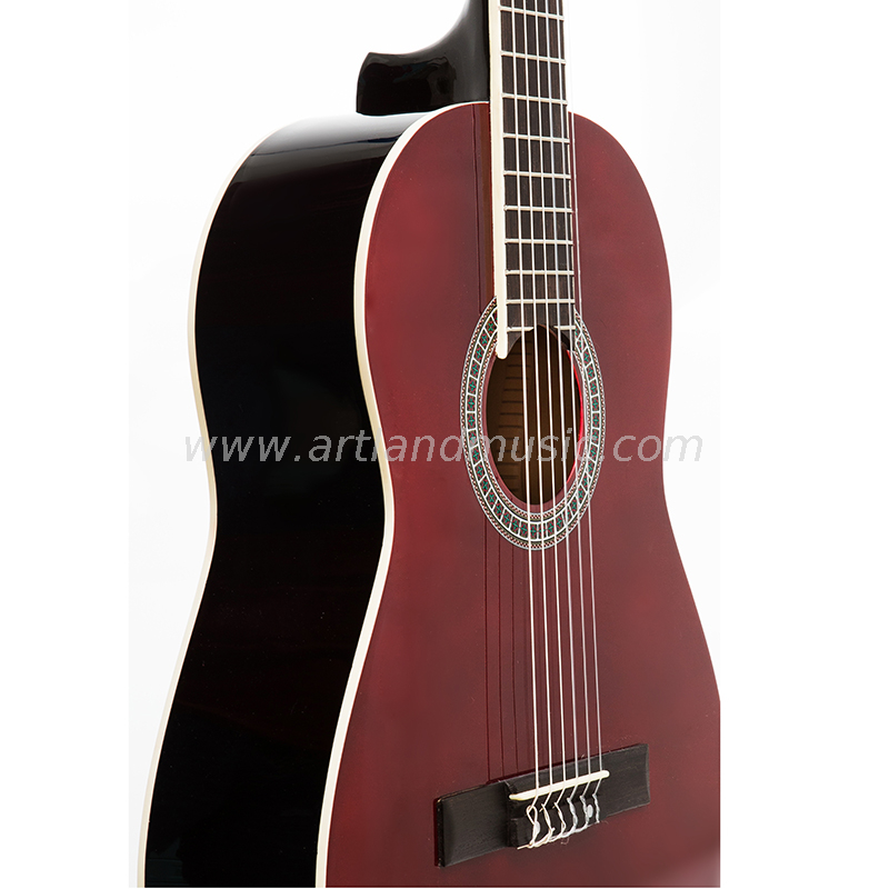 Chitarra classica rossa con fondo e lati superiori in tiglio (CG860R)