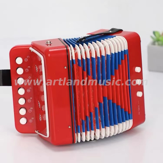 7 tasti 2 bassi mini piccolo giocattolo fisarmonica a pianoforte strumento musicale educativo per bambini, regalo con scatola colorata