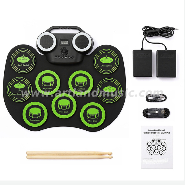 Mini kit di batteria digitale elettronica pieghevole in silicone arrotolabile a mano per percussioni (ADD-609)