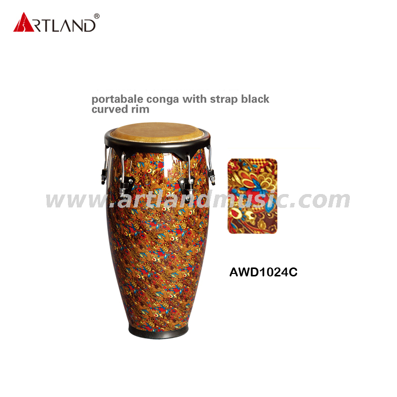 Conga portatile con cinturino bordo curvo nero（AWDC1024C）