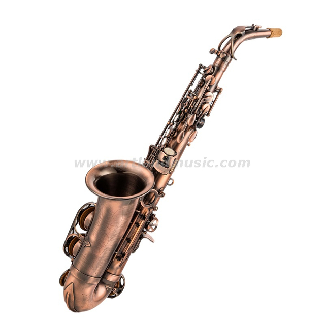 Sassofono mib contralto finitura anticata bronzo rosso, custodia per sassofono in carbonio leggero (AAS5507AG)