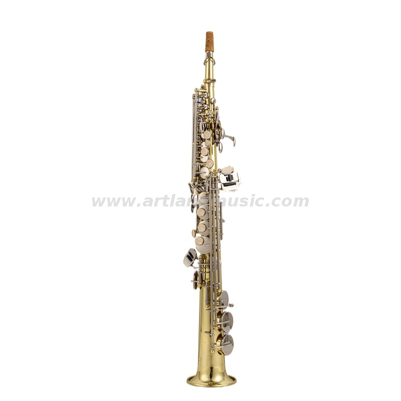 Chiave in nichel laccato oro per sassofono soprano, con manico dritto e curvo (ASS5505GN)