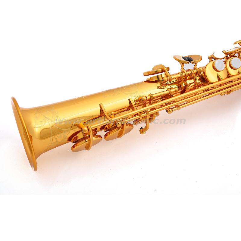 Sassofono soprano professionale con finitura laccata dorata chiave Sib (ASS8506)
