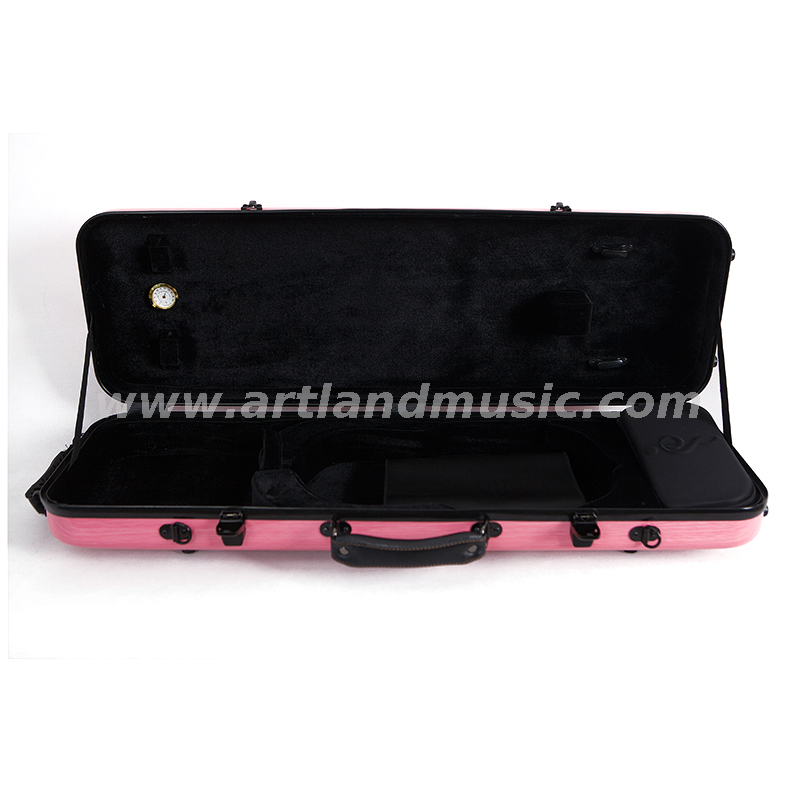 Custodia per violino oblunga in composito di fibra di carbonio rosa (SVC005P) leggera