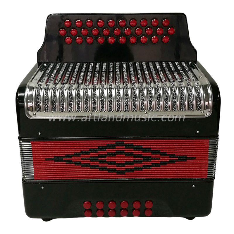 Fisarmonica diatonica 31 tasti 12 bassi rossa (BAT3112G) 6 metalli a sei colori