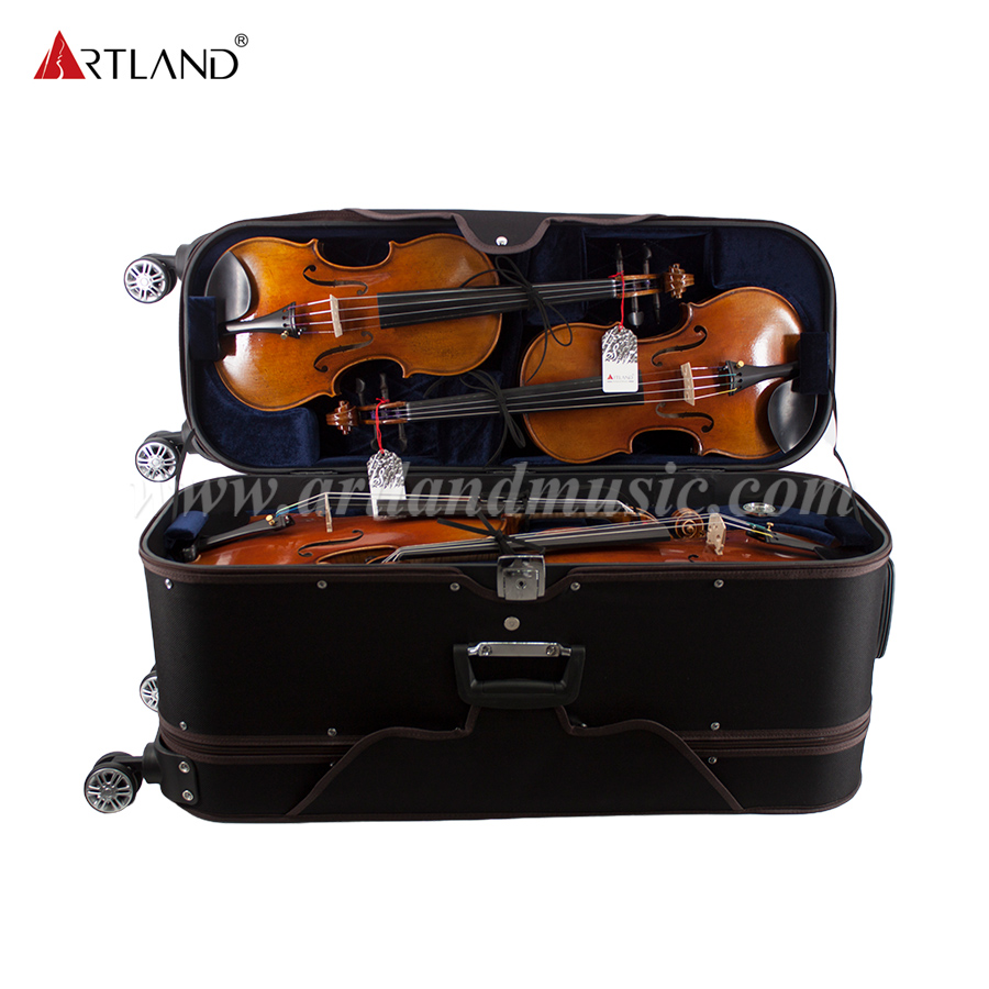Custodia per violino tipo trolley in compensato rigido per 8 violini con ruote universali (DSV808)