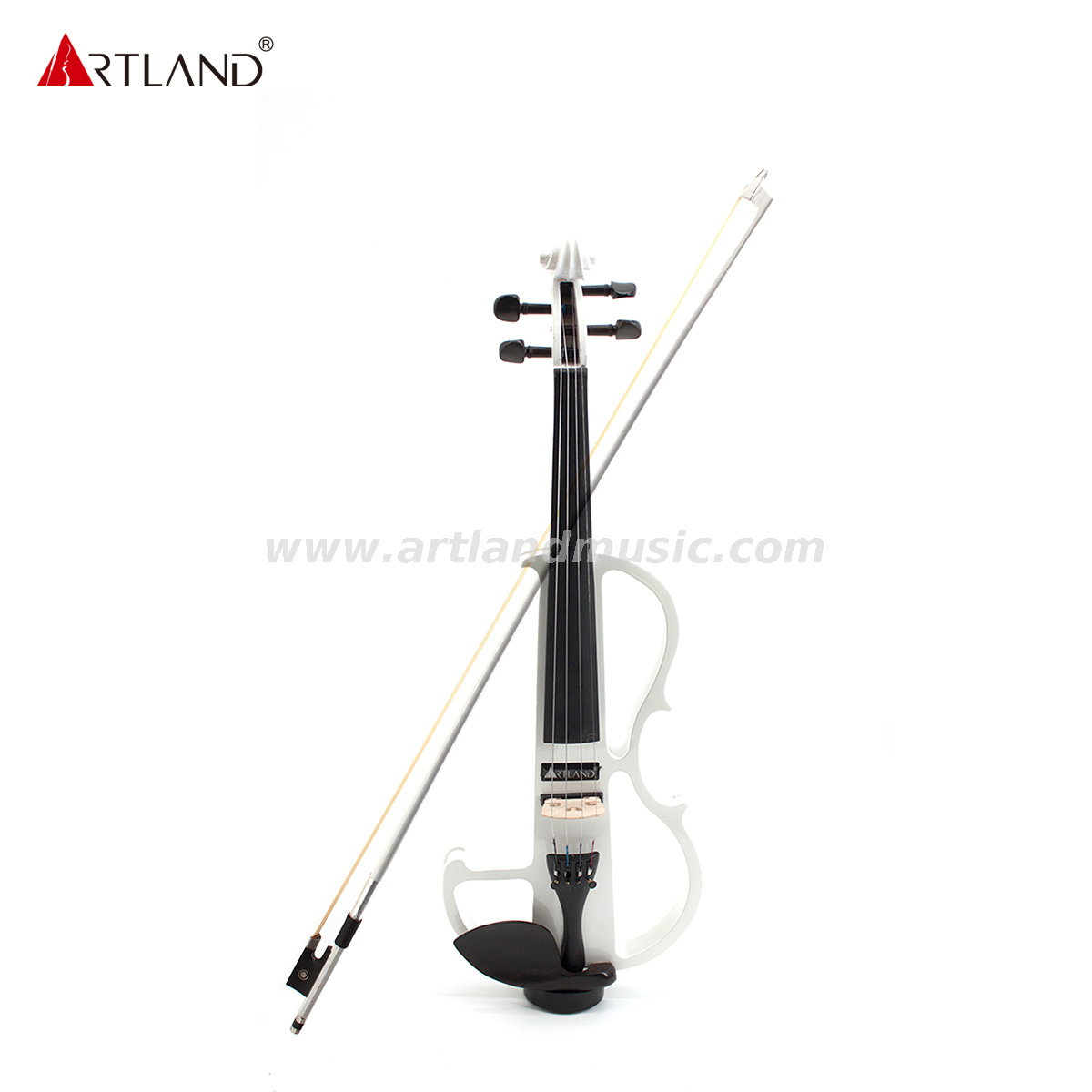 Violino elettrico in tiglio bianco con fiocco bianco (EV003)