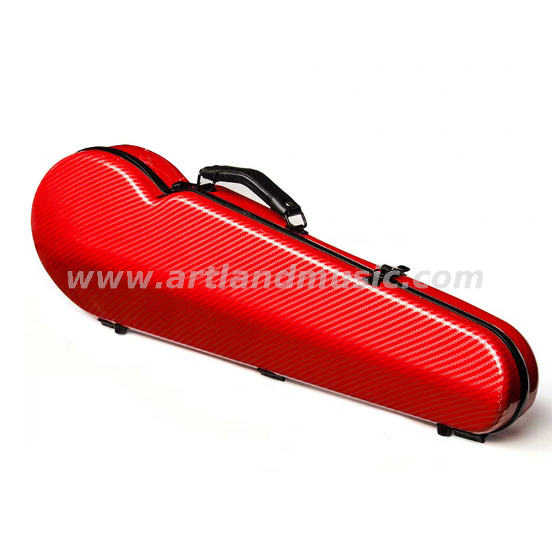  Custodia per violino leggero triangolare in fibra di carbonio rossa (SVC002P)