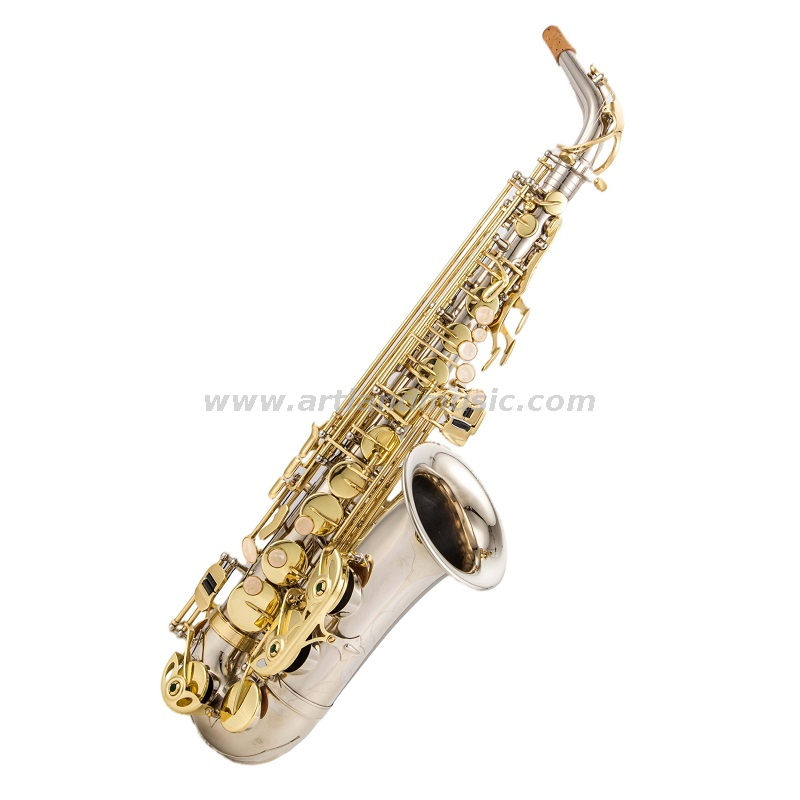 Sassofono contralto Mib Corpo in nichel inciso a mano con chiave laccata dorata (AAS5505NL)