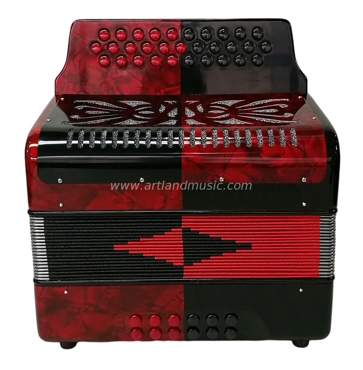 Fisarmonica diatonica 31 tasti 12 bassi rossa (BAT3112G) 6 metalli a sei colori
