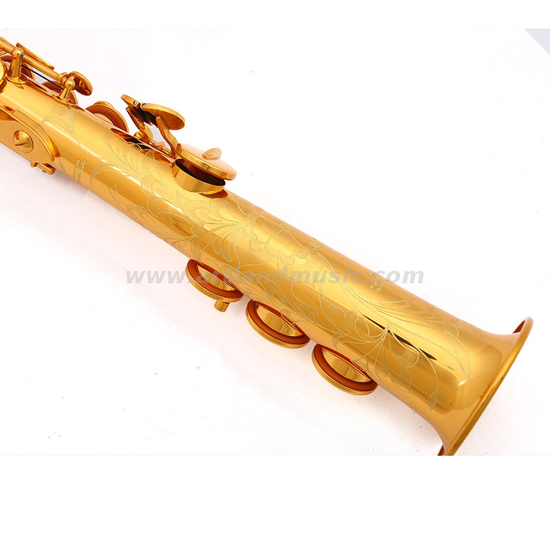 Sassofono soprano professionale con finitura laccata dorata chiave Sib (ASS8506)