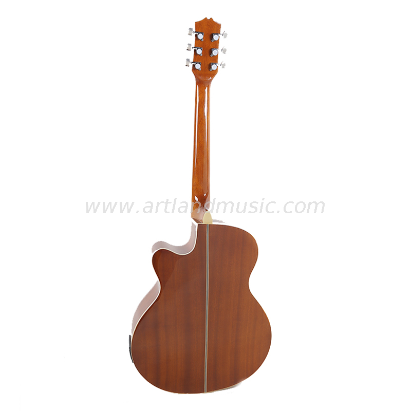 Chitarra acustica a corpo sottile da 40' realizzata a mano su misura, naturale