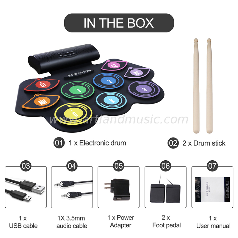 Mini batteria digitale elettronica pieghevole in silicone a percussione arrotolata a mano