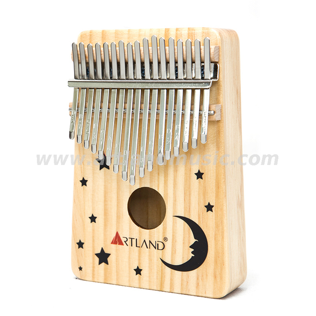 Pianoforte a pollice Kalimba in pino con disegno naturale a 17 tasti (ATKM-1704) Luna
