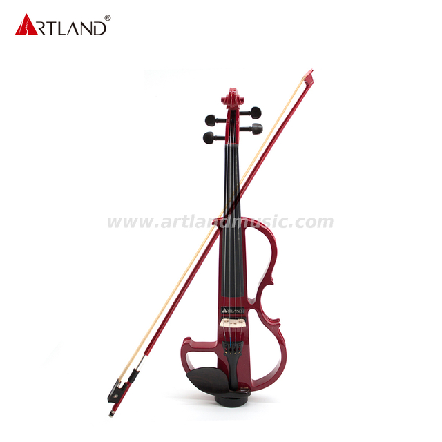  Violino elettrico in tiglio rosso con fiocco di colore rosso (EV003)