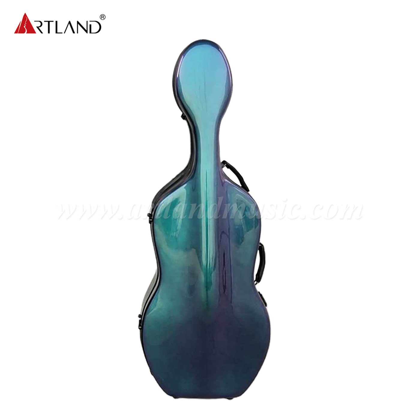 Custodia per violoncello in fibra di carbonio sfumata dal verde al blu (CSC601C)