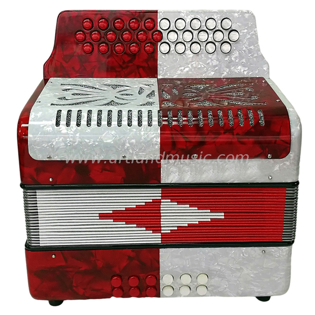 Fisarmonica diatonica 31 tasti 12 bassi rossa (BAT3112G) 6 metalli a sei colori