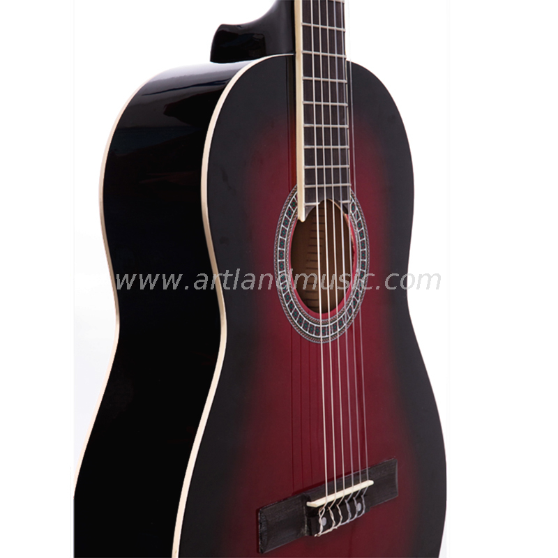 Chitarra classica rosso vino con fondo e lati in tiglio (CG860WR)