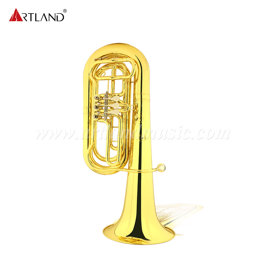 Tuba laccata dorata con tre tasti piatti (ATB300)