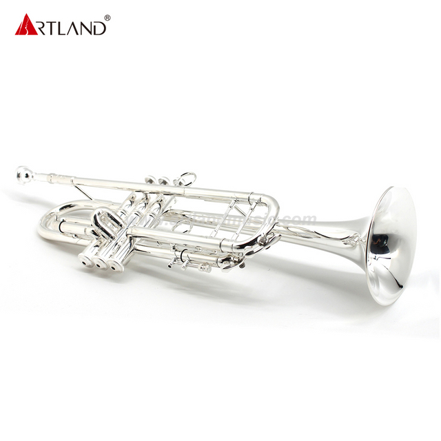 Tromba professionale placcata argento per strumenti in ottone con custodia (ATR8335)