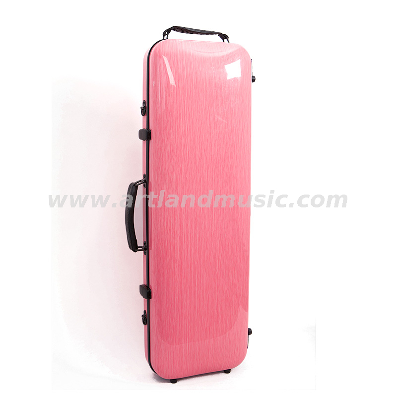 Custodia per violino oblunga in composito di fibra di carbonio rosa (SVC005P) leggera