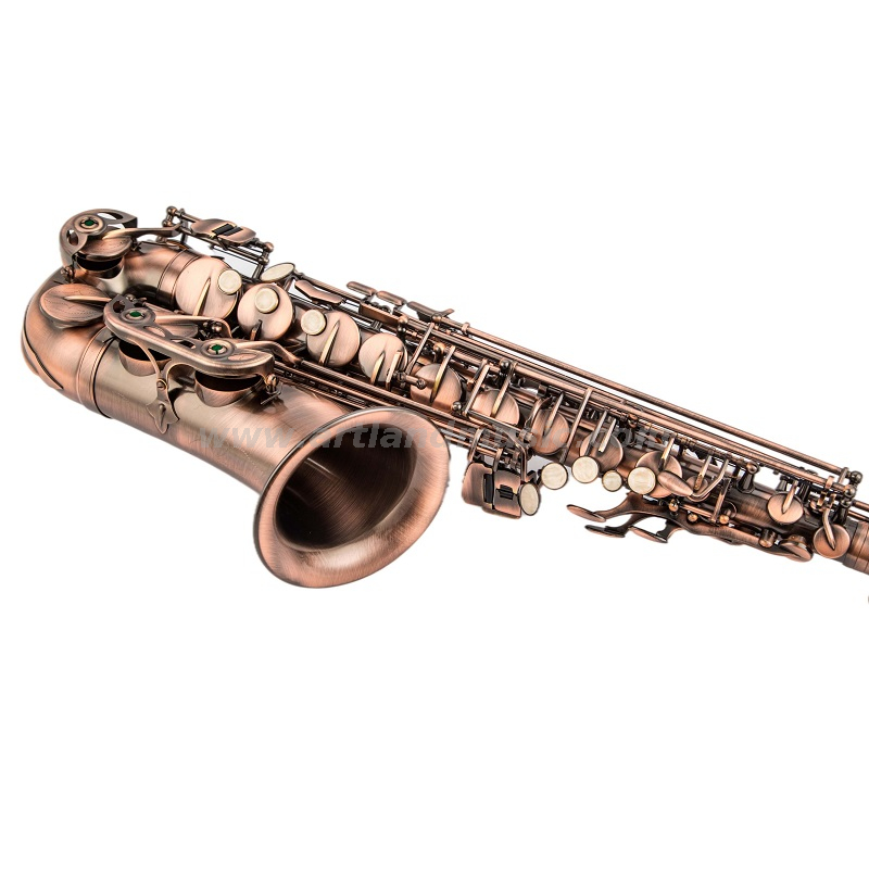 Sassofono mib contralto finitura anticata bronzo rosso, custodia per sassofono in carbonio leggero (AAS5507AG)