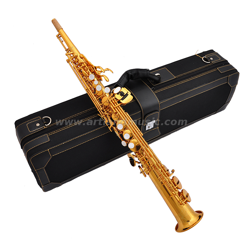Sassofono soprano professionale con finitura laccata dorata chiave Sib (ASS8506)