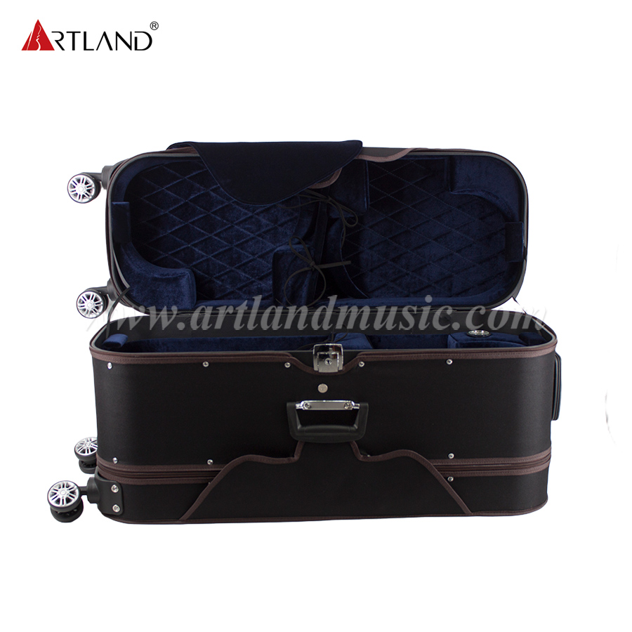 Custodia per violino tipo trolley in compensato rigido per 8 violini con ruote universali (DSV808)