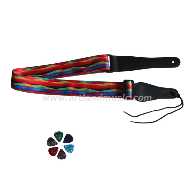 Tracolla per chitarra arcobaleno con tasca portaoggetti (GSW01)