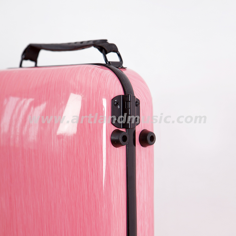 Custodia per violino oblunga in composito di fibra di carbonio rosa (SVC005P) leggera
