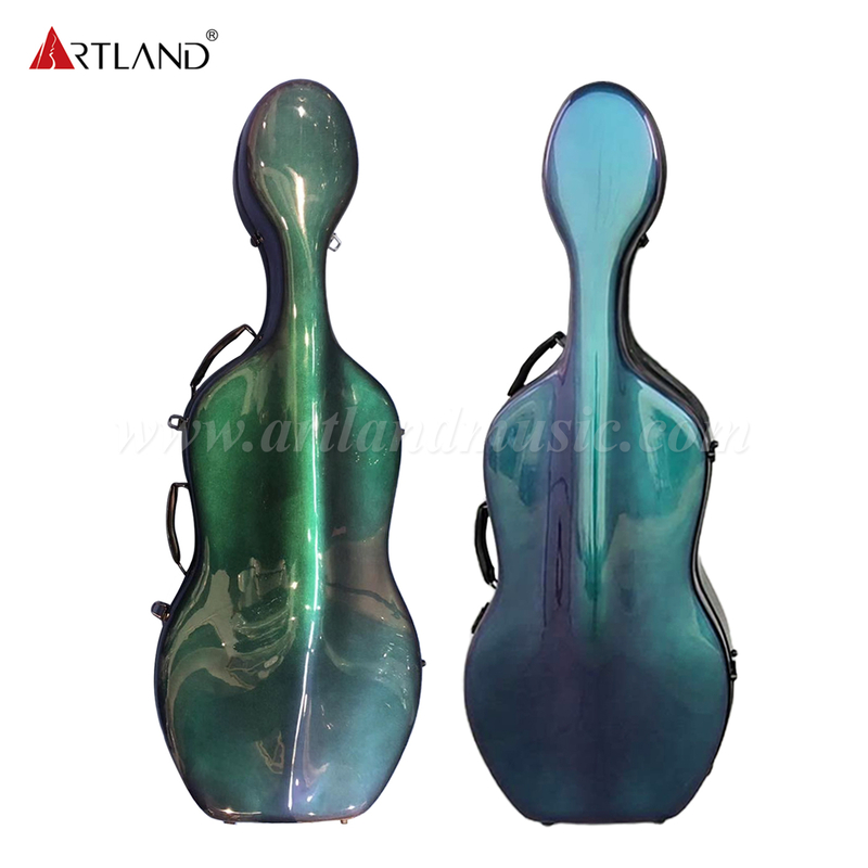 Custodia per violoncello in fibra di carbonio sfumata dal verde al blu (CSC601C)