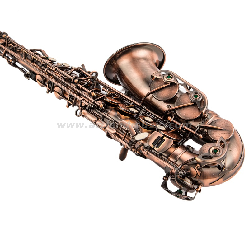 Sassofono mib contralto finitura anticata bronzo rosso, custodia per sassofono in carbonio leggero (AAS5507AG)
