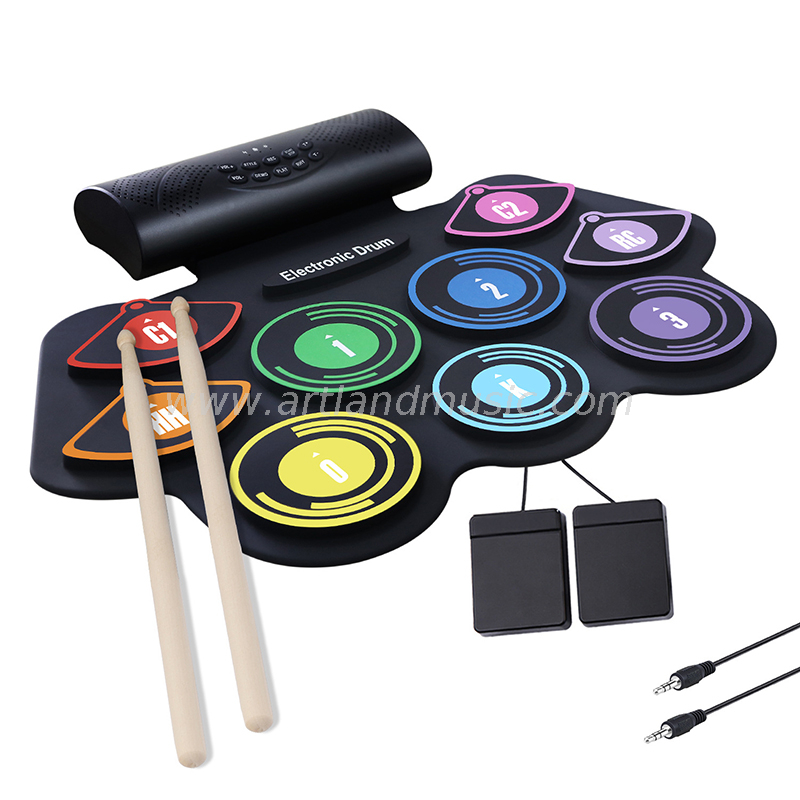 Mini batteria digitale elettronica pieghevole in silicone a percussione arrotolata a mano